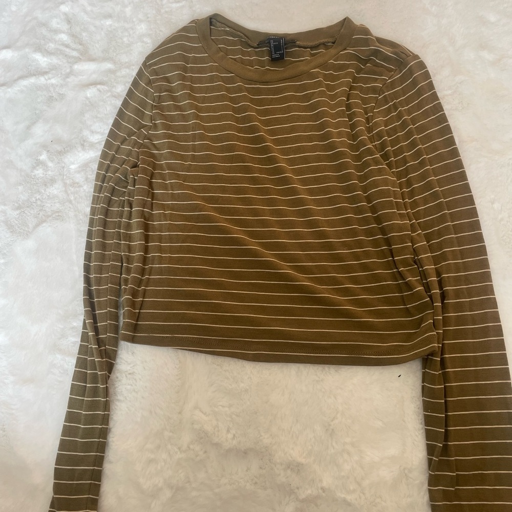 Casual Green and Striped Long-Sleeve